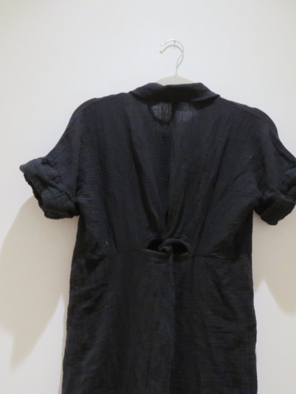 BY ANTHROPOLOGIE Lucia Sheer Midi Dress Black XS Gauzy Cover Up Vacation Minimal - Picture 12 of 13